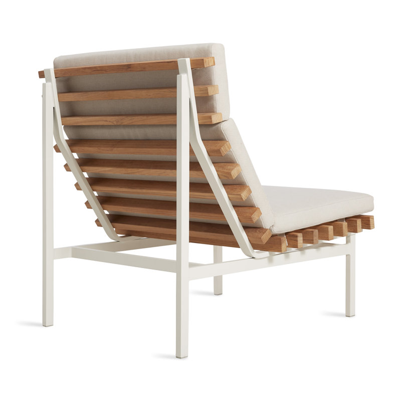 Perch Outdoor Teak Chaise Lounge, Sunbrella Linen, Charcoal