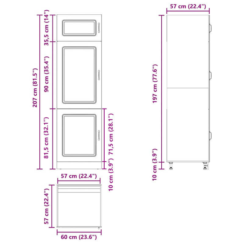 Kitchen Cupboard Kalmar Engineered Wood, High Gloss White