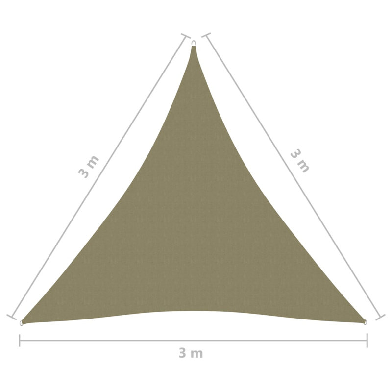 Shade sail Oxford fabric triangular 3m x 3m x 3m in beige, Beige