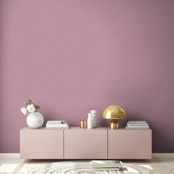 Flourish 10.05m x 53cm Textured Wallpaper Roll, Dark Pink