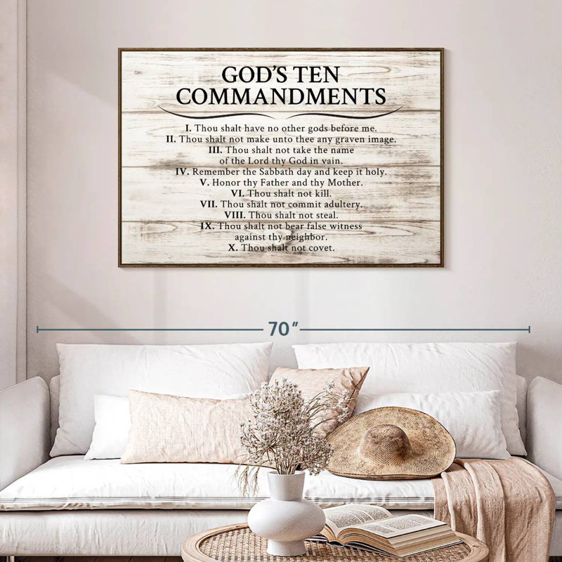 God's Ten Commandments, 46" X 31", Floating Frame Walnut