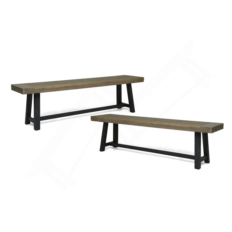 Acacia Outdoor Bench,Sandblast, set of 2pcs