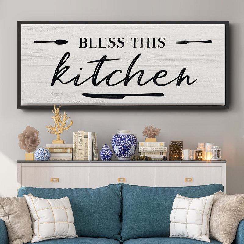 Bless this Kitchen- Framed Canvas, 20" H x 50" W