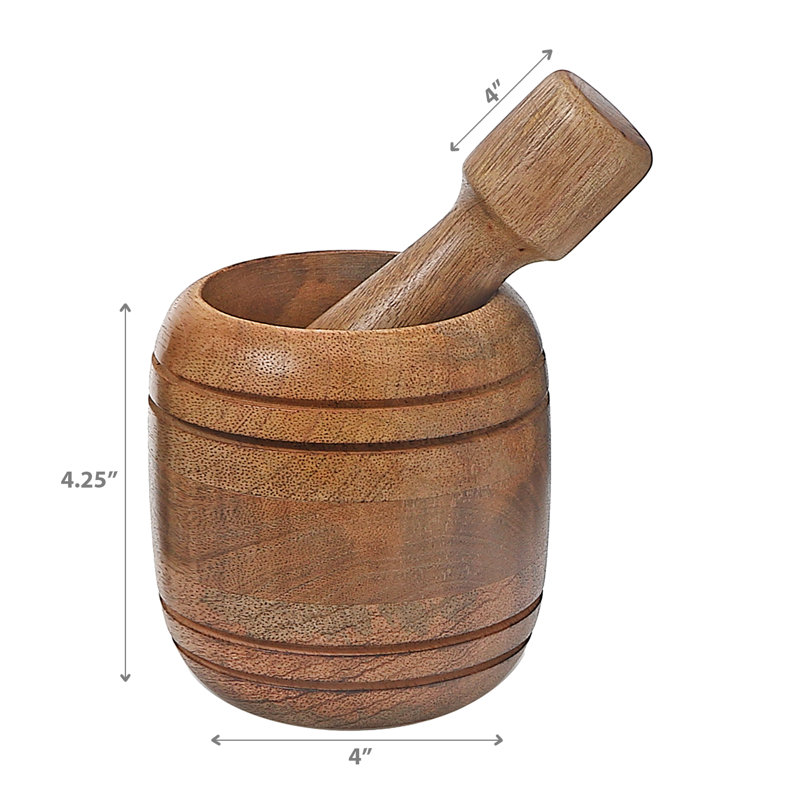 Wood Mortar And Pestle Set