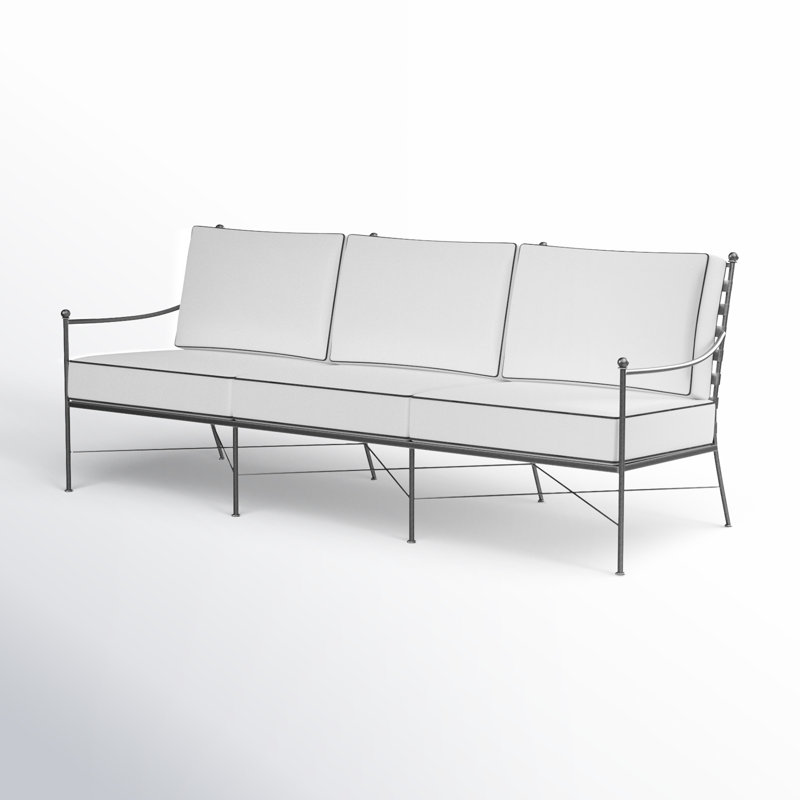 Canapé de patio extérieur de 76 po de large avec coussins SunbC Lucier, Toile Sunbrella® naturel