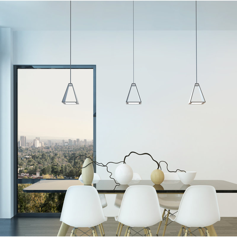 Tria 1-Light Single Geometric Pendant, White