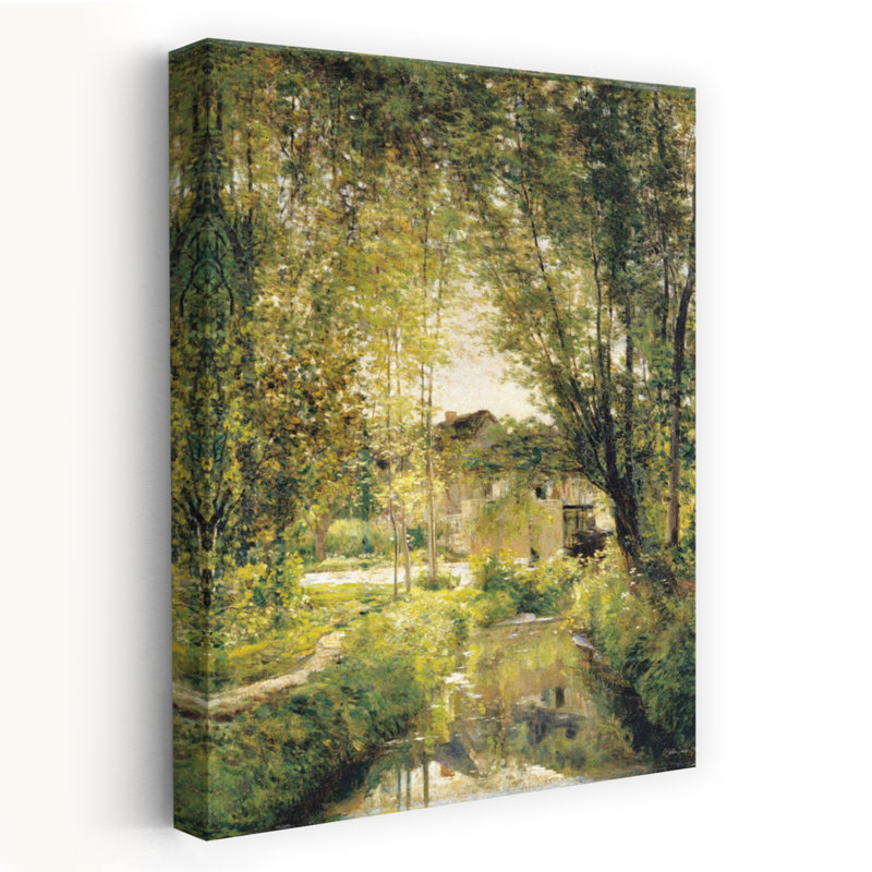 Sunlit Stream, art contemporain de paysage abstrait, H 24 po x l 16 po