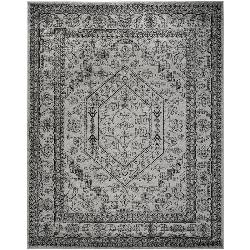 Stromsburg Oriental Area Rug, Silver/Black, Rectangle 122 x 183 cm