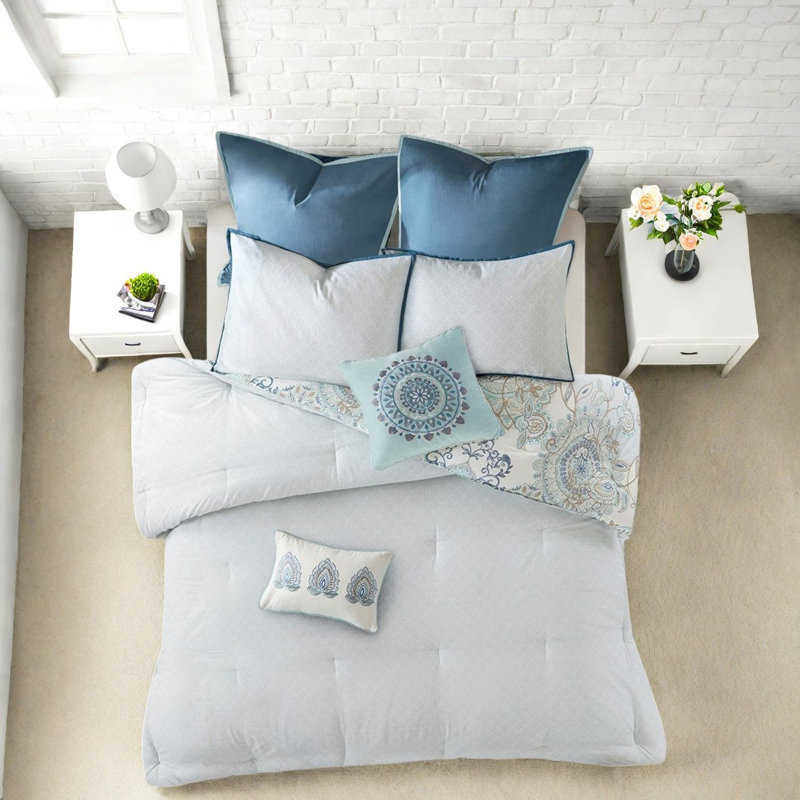 Ensemble de literie réversible en coton, très grand, style floral chic pour la maison