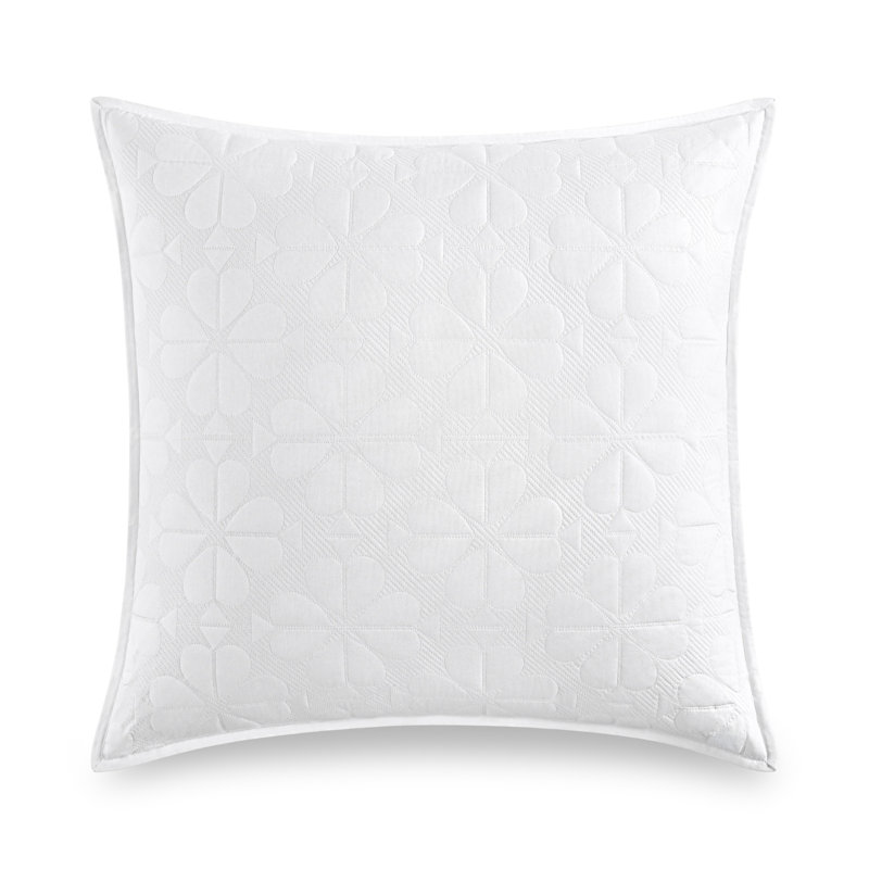 Kate Spade New York  Euro Sham, Single 100% Cotton Decorative Pillow Cover, White Floral