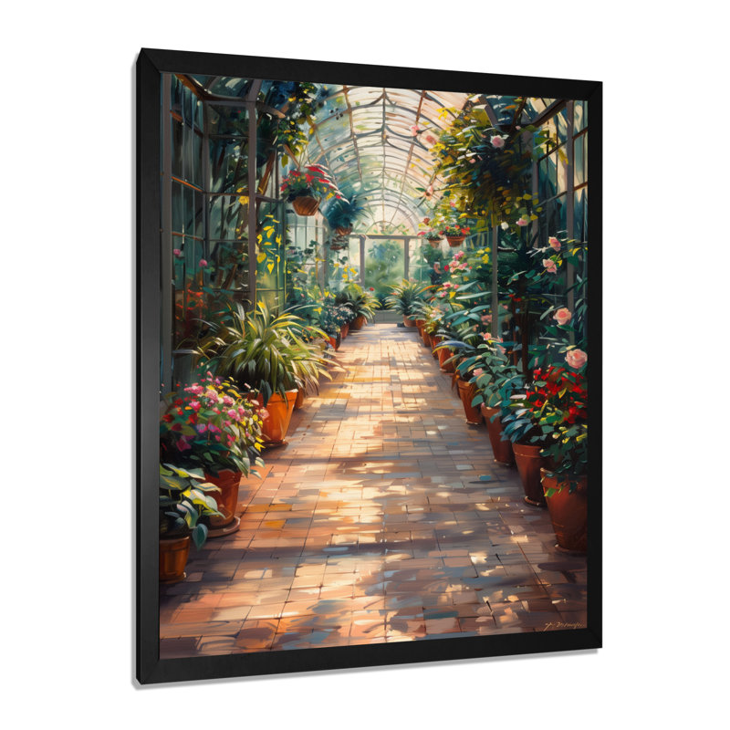 «Green Pink Glasshouse», art mural, Cadre pour photo simple noir, bois massif, H 16 po x l 32 po