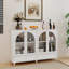 Buffet en verre arqué avec tablettes réglables et deux tiroirs-1006211405