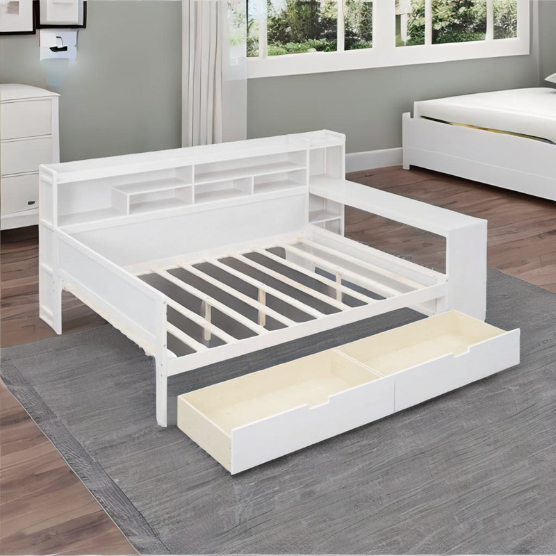 Lit de jour double en bois, Blanc