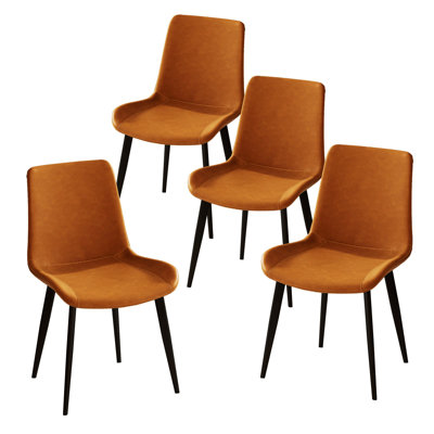 Four Dining Chairs, Modern Kitchen Chairs, Upholstered Chairs With Metal Legs by Latitude Run