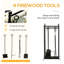 Ensemble de support à bois de chauffage et outils de foyer - 2 couches, noir, capacité de 154 lb, pour foyer, support en acier noir de 14,5 po x 13,66 po x 30,81 po