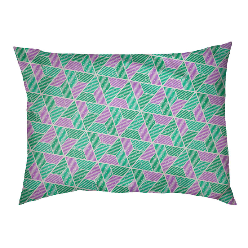 Coussin pour chien Byrge Trapezoids, Grand (l 40 po x P 30 po x H 32,5 po), Rose clair / Vert