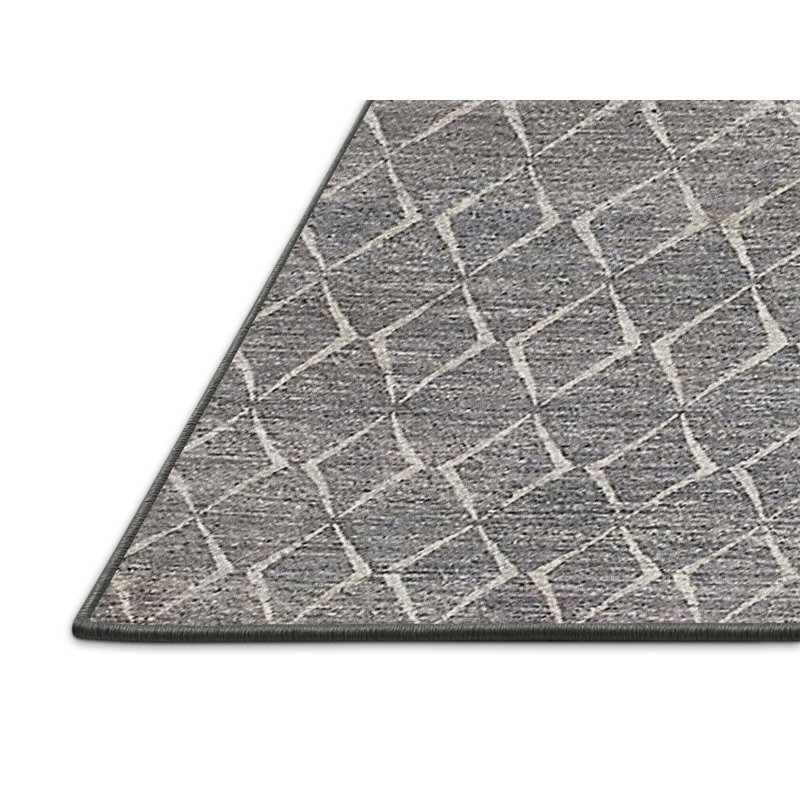 Tapis gris à motif géométrique Baylis, Tapis de couloir 2 pi x 5 pi