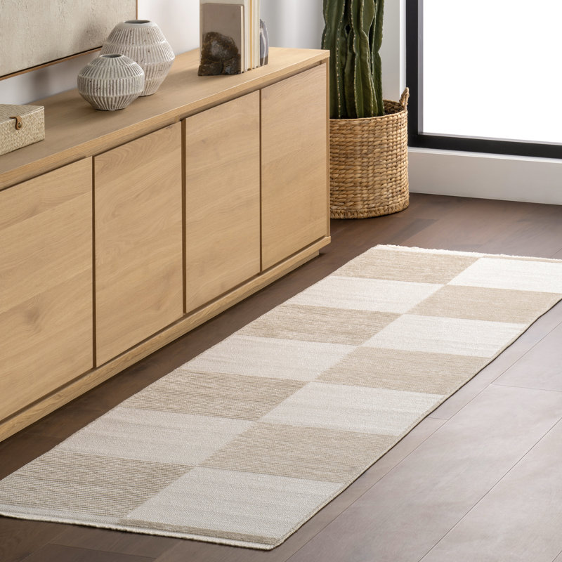Tapis géométrique lavable à la machine Moxie, Tapis de couloir 2 pi 6 po x 8 pi