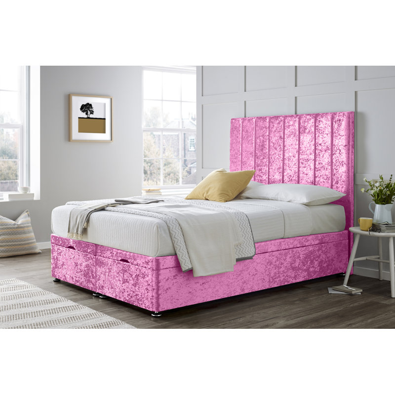 Divan Bed with 24" Headboard on Struts, Baby Pink, Double (4'6)
