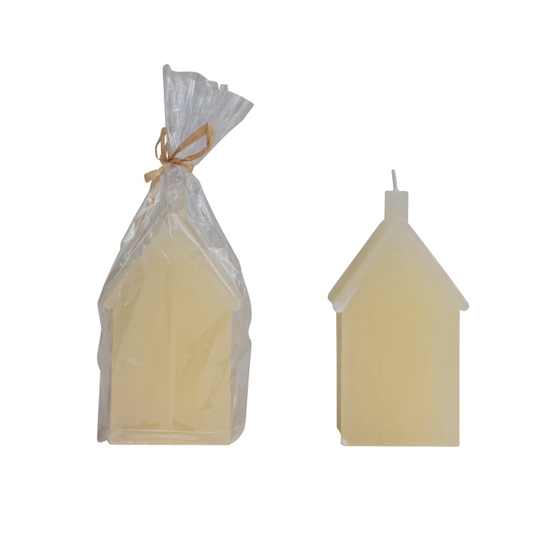 Unscented House Shaped Candle, Cream