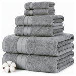 Modern Threads - Spun Loft 6-Piece 100% Combed Cotton Towel Set - Bath Towels, Hand Towels, & Washcloths - Super Absorbent & Quick Dry - 600 GSM - Soft & Plush