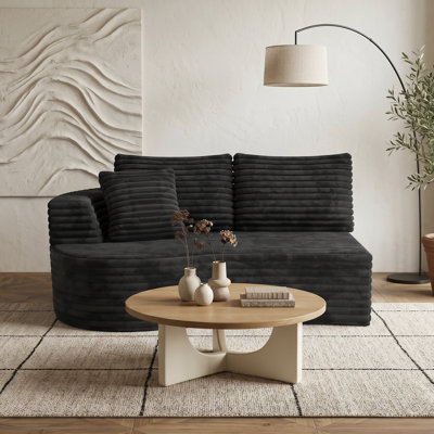 82.5" Wide Modern Open End Compression Sofa With Left Armrest Deep Seat