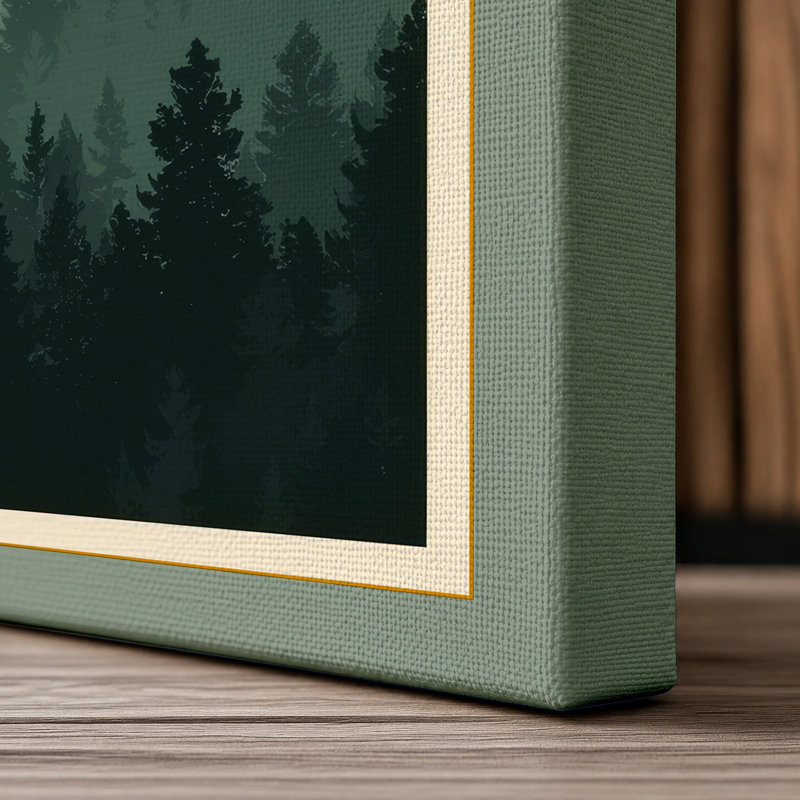 Quiet Northern Forest Scandinavian - Wrapped Canvas, 24x16 - 61.0 x 40.6 cm, Sage Border