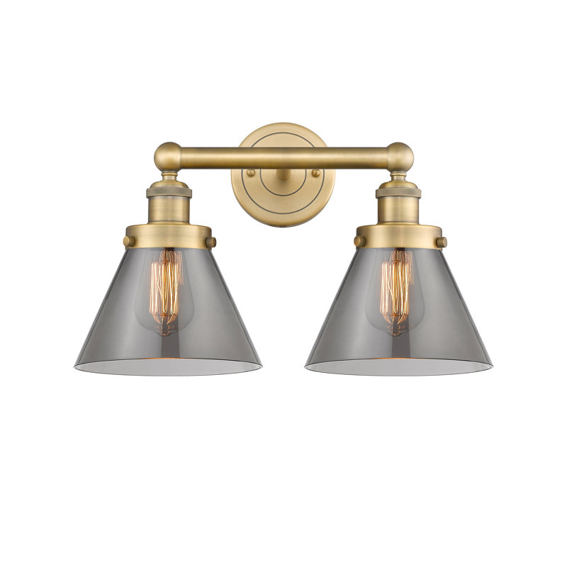 Éclairage pour meuble-lavabo à 2 lumières Artella, Plaqué couleur fumée, Laiton brossé
