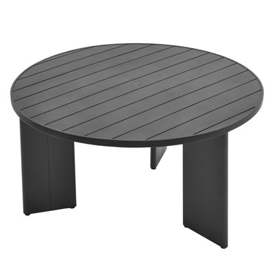Tahoe Round Outdoor Patio Aluminum Dining Table In Gray by Modway