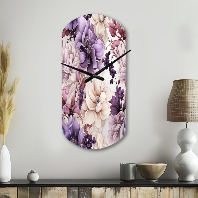 Motif victorien éthéré floral délice - horloge murale asymétrique florale en métal, horloge murale chalet, Grand