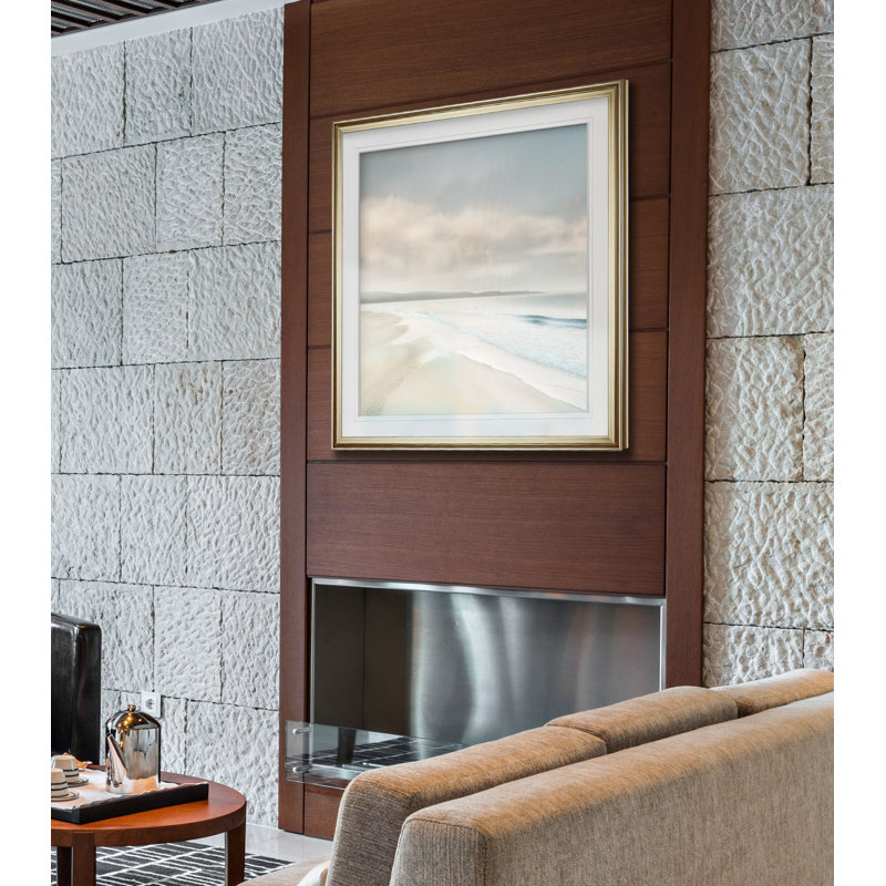 " Cloud Coast ", 27" H x 27" W, Framed Print, Gold