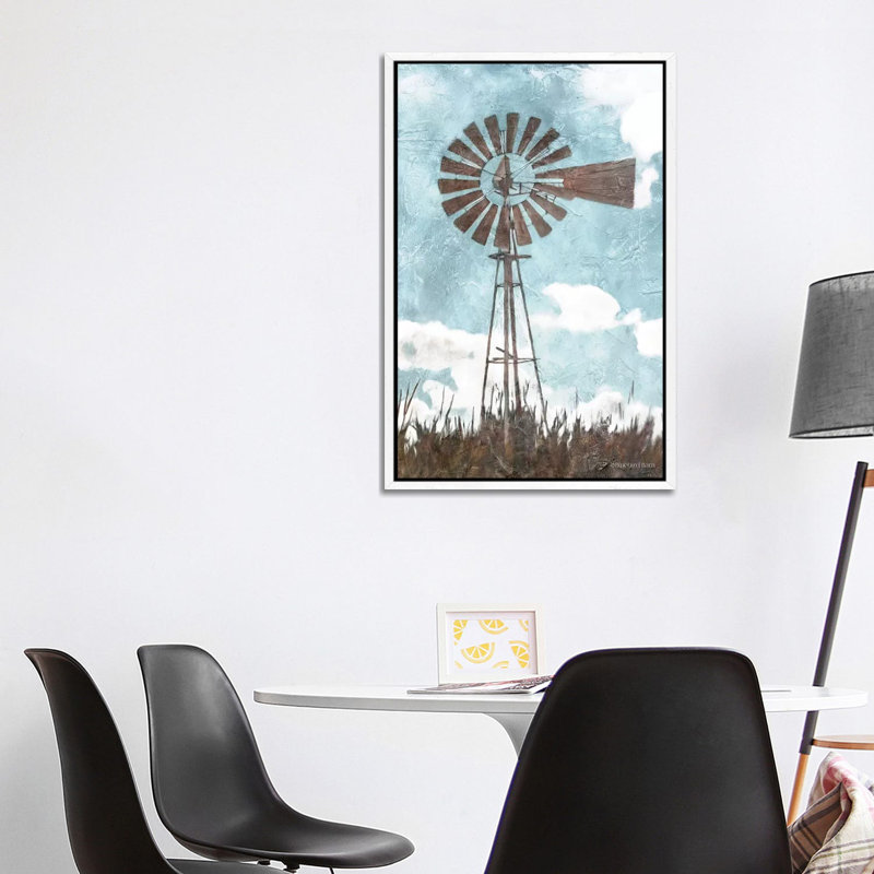 Windmill 1 Piece Painting on Canvas, 101.6 cm H x 66.04 cm W, White Framed