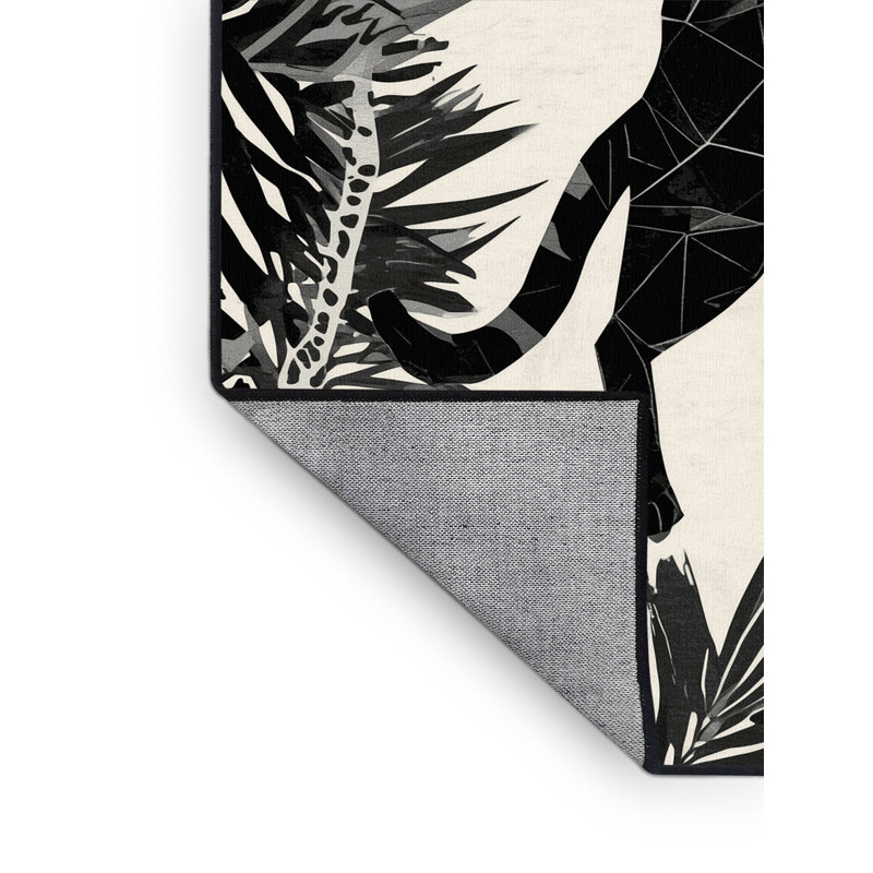 Machine Washable Osckar Ocelot Modern Geometric Rug in Beige – Black Binding, 7x10