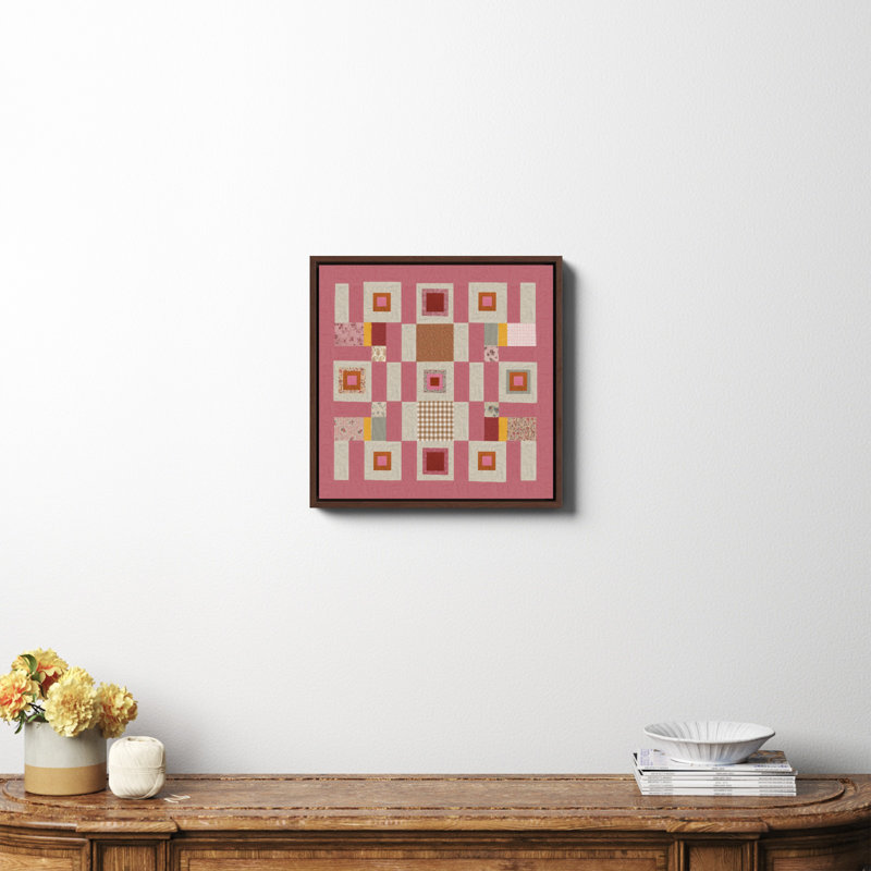 Courtepointe Pink Cottage, H 20 po x l 20 po x P 2 po, Toile avec cadre espresso, Non