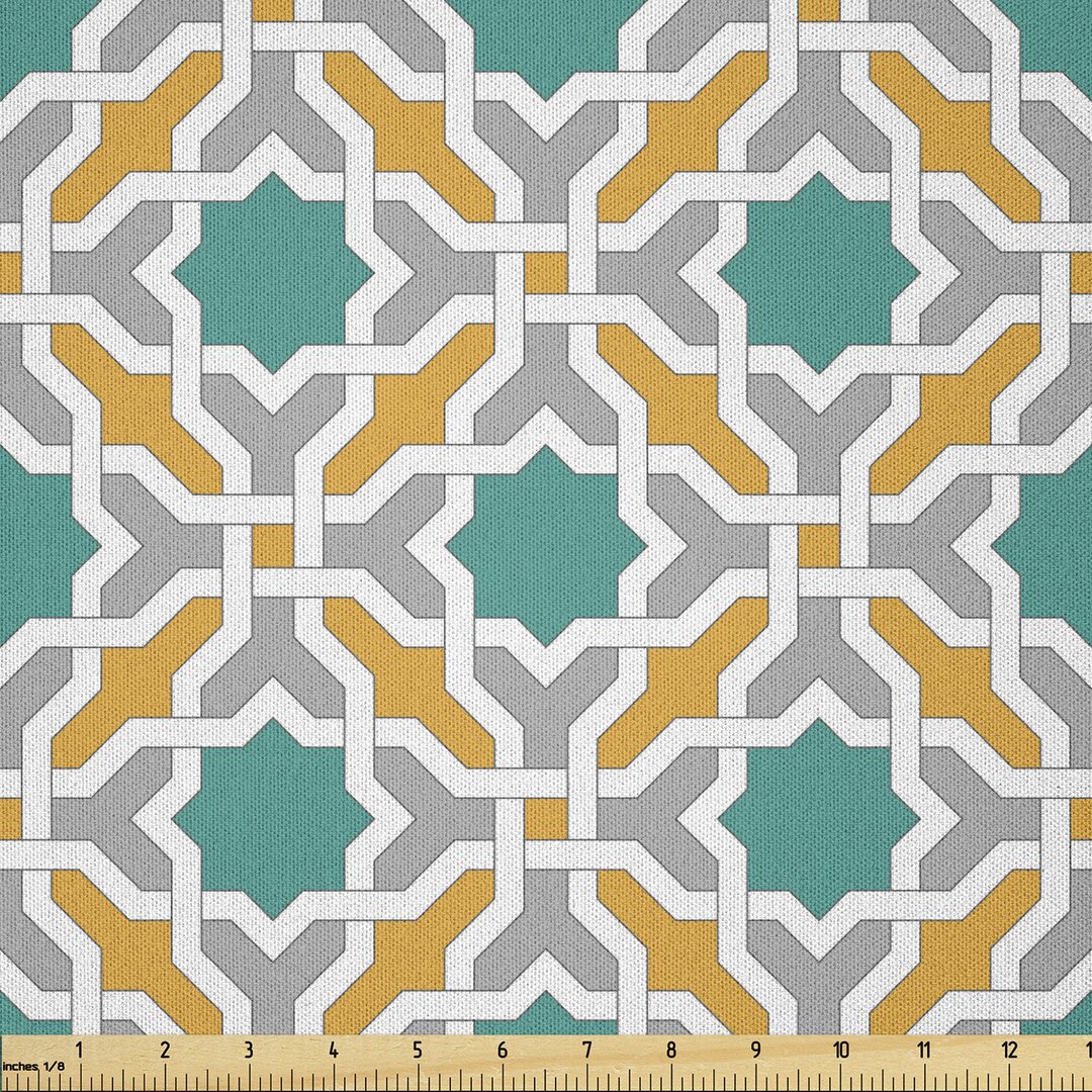 Stoff als Meterware, Oriental Eastern Entwurf, Teal, Mustard Teal und Grau