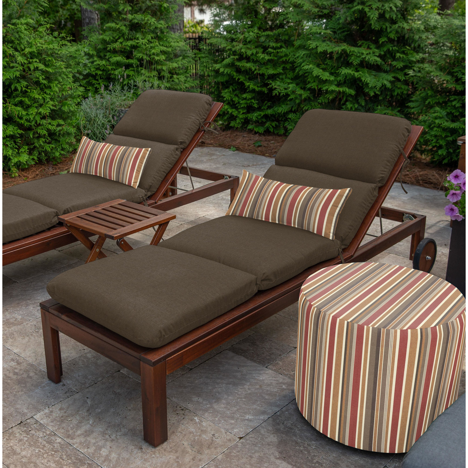 Marlowe Sunbrella® 1-Piece Outdoor Chaise Cushion, Elan Chestnut Brown Sunbrella® Canvas
