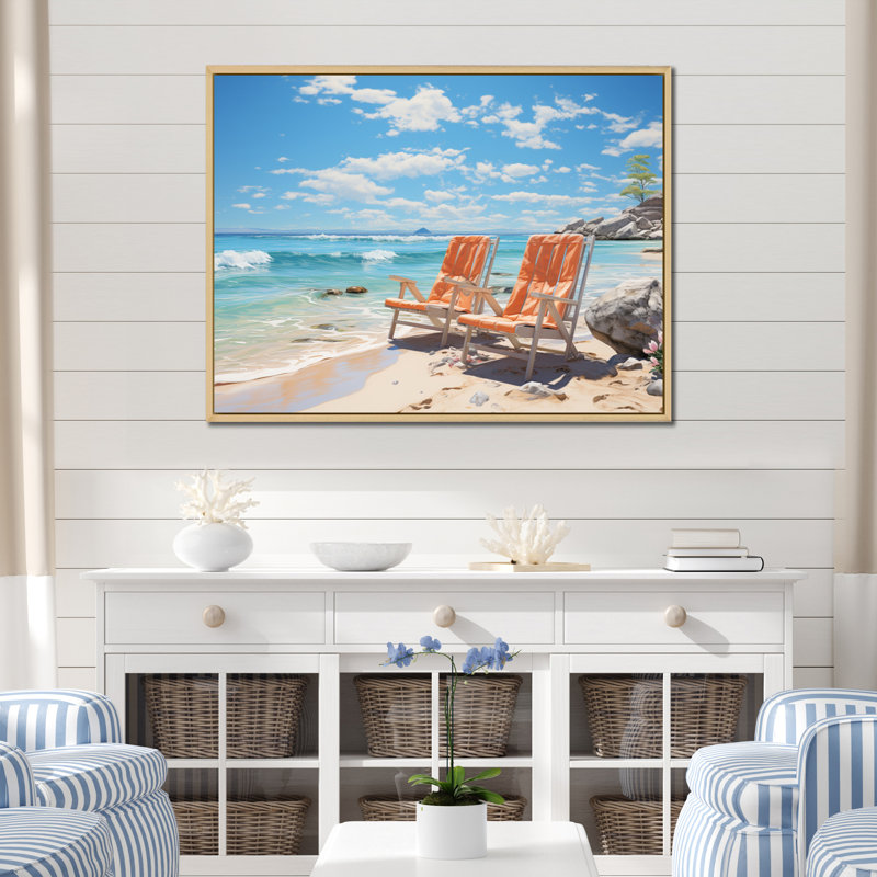 «Beach Sunkissed Sands III», reproduction sur toile encadrée, H 30 po x l 40 po x P 1,5 po, Cadre naturel flottant