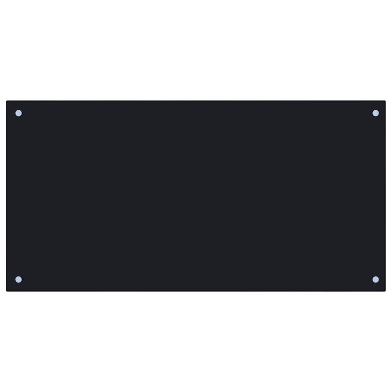 Black Tempered Glass Peel and Stick Kitchen Backsplash 39.4" x 19.7"