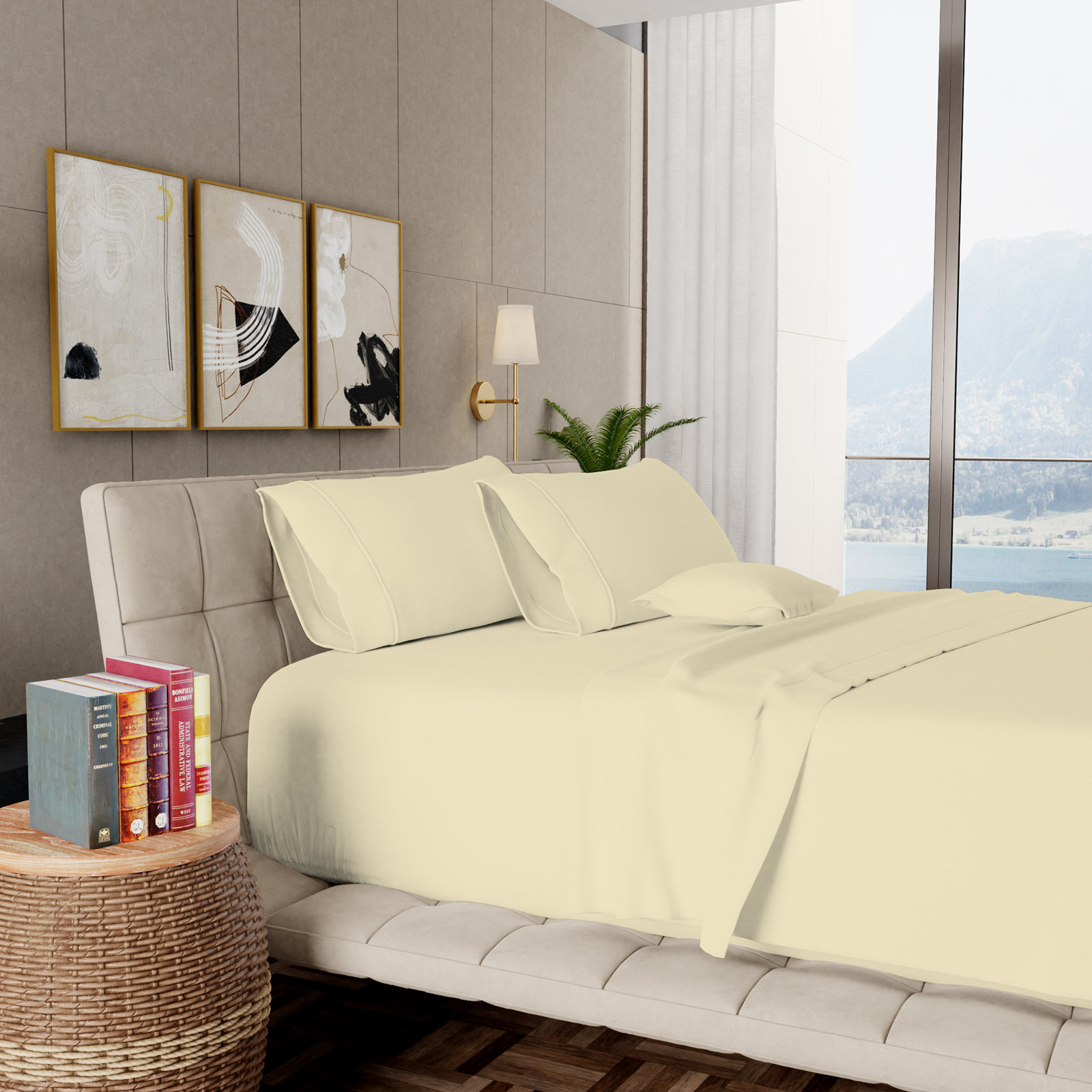 Egyptian Cotton Sheet Set, King, Pale Yellow