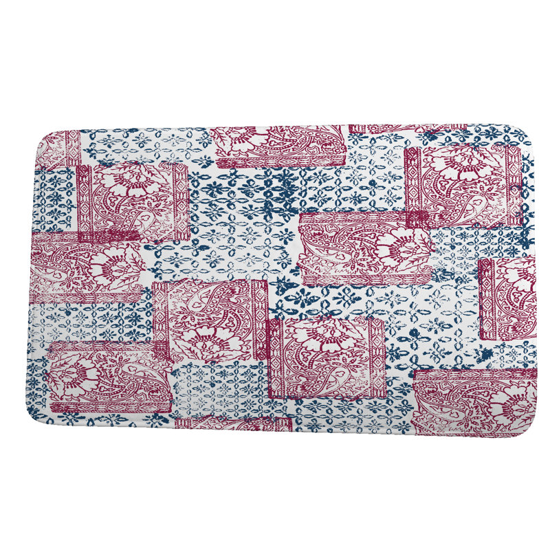 Tapis de bain à patchs Lough, H 18 po x L 30 po, Rouge