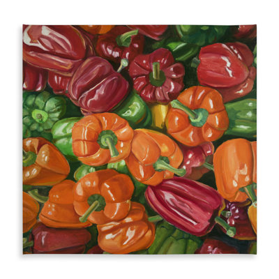 A lot of peppers - Orange Still Life Tablecloth for Home Decor