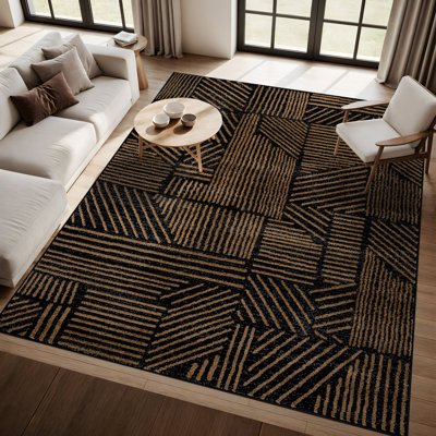 Tapis géométrique noir / ivoire Rambo