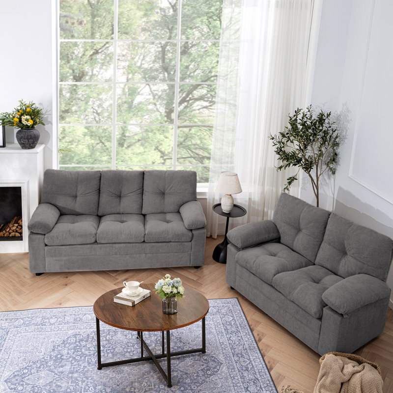  Ensemble de salon moderne 2 pièces, Dark Grey