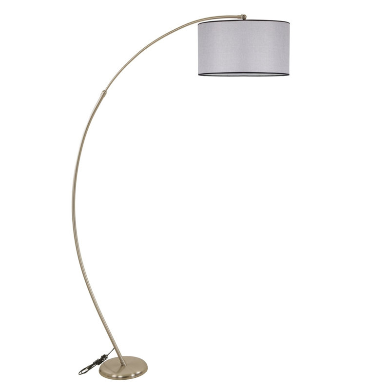 Emelia 185cm Arched Floor Lamp, Light Grey, Bronze