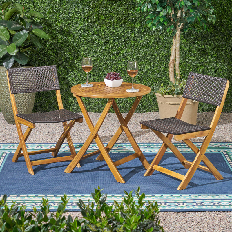 Hillside Bistro Set,2 Chairs+1 Table, Gray/Brown