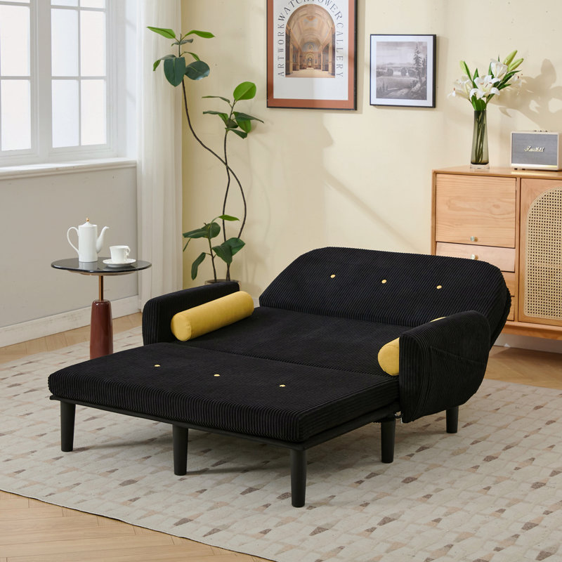 Fauteuil inclinable en velours noir avec causeuse, Noir
