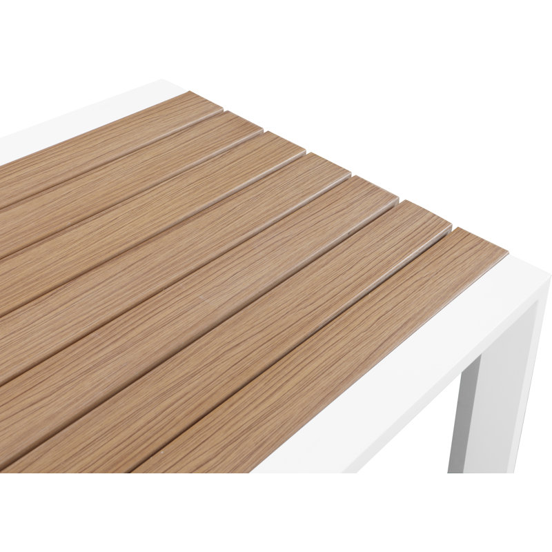 Noland Rectangular Wood Metal Outdoor Bar Table , 60'' in. W 24'' in. D, Brown/White