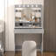 Tamme Dressing Table with Round Mirror, 80x40x140cm 3 Colors LED Light Vanity Table-1096435016