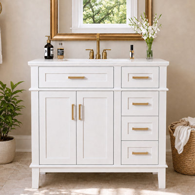 Meuble-lavabo simple 36 po avec lavabo en céramique