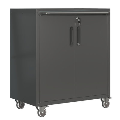 Makeace Mobile Storage Cabinet with Locking Doors & Wheels, Rolling Garage Organizer with Adjustable Shelf for Home & Workshop
